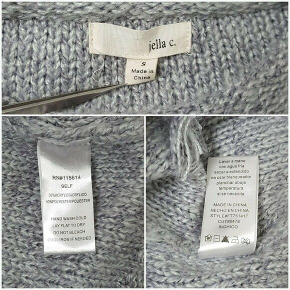 Jella C Frayed Lace up sweater heather gray sz S - Picture 8 of 8